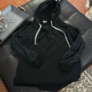 Black hooded open shoulder fashion hoodie size medium